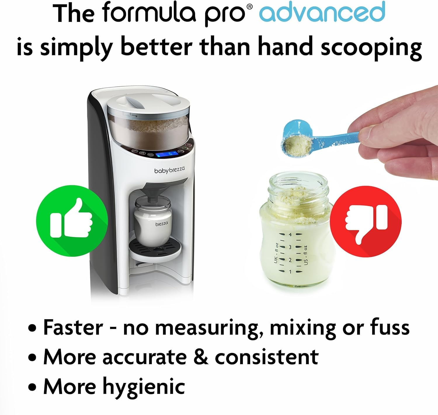 Baby Brezza New and Improved Formula Pro Advanced Formula Dispenser Machine - Automatically Mix a Warm Formula Bottle Instantly - Easily Make Bottle with Automatic Powder Blending, White