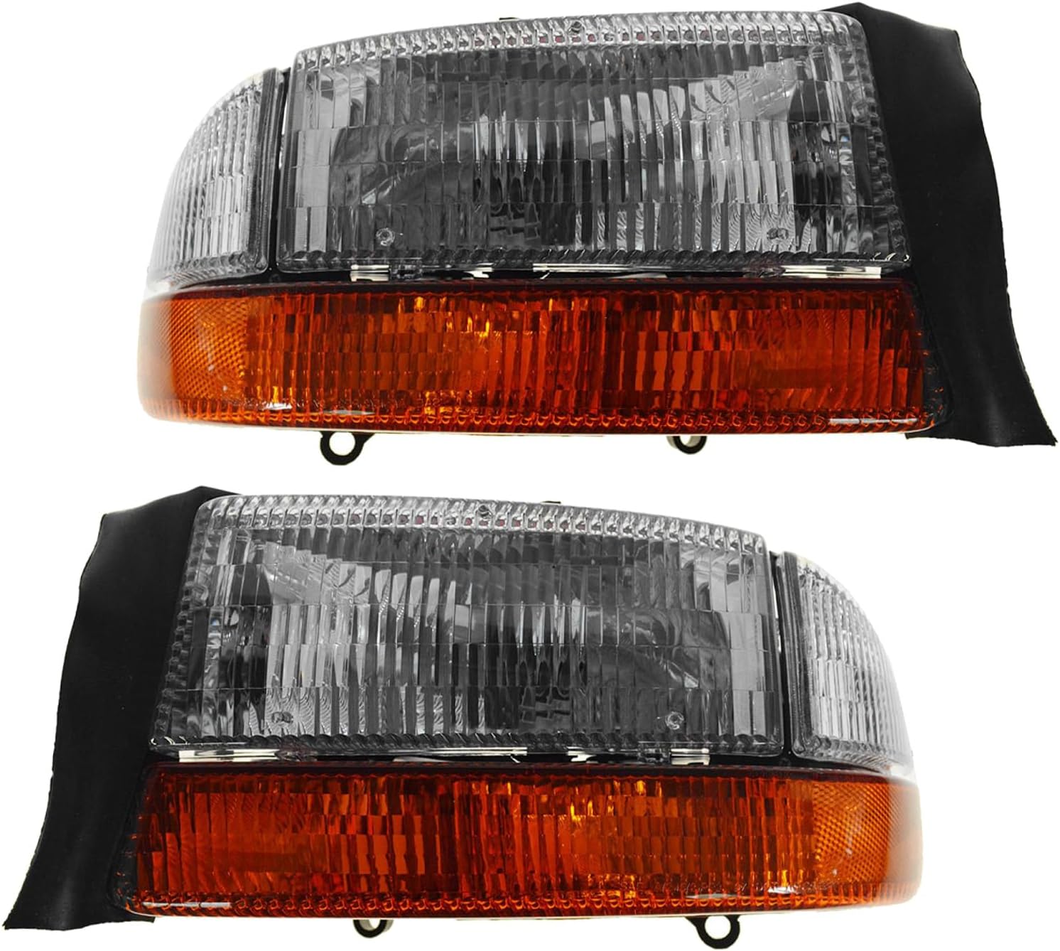 TRQ 2 Piece Headlight Assembly Set Driver & Passenger Side Compatible with Dodge Dakota 1997-2004 Durango 1998-2003 CH2502122 CH2503122 5055110AF 5055110AH 55055110AI 55055111AG 55055111AH 55055111AI