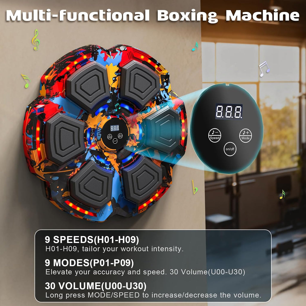 Music Boxing Machine, Smart Music Punching Machine for Adults Kids, Bluetooth Music Sync, Wall-Mounted Workout/Training Equipment with Boxing Gloves, Suitable for Home Gym Office Indoor Exercise