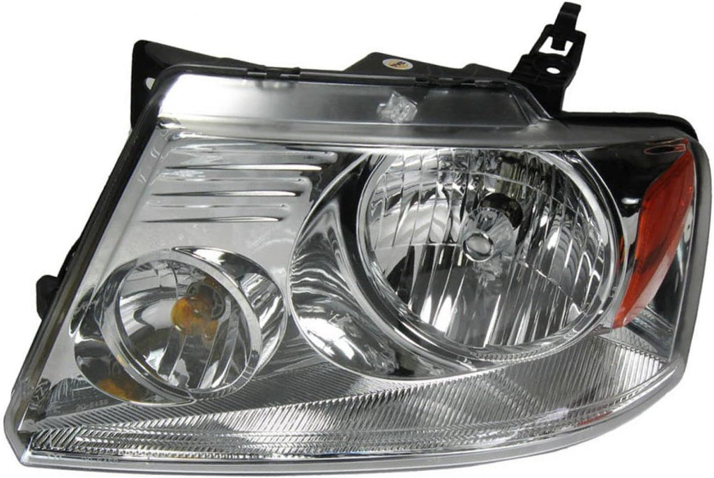 TRQ 2 Piece Headlight Assembly Set Chrome Bezel Driver & Passenger Side Compatible with Ford F150 2004-2008 Lincoln Mark LT 2006 FO2502201 FO2503201 7L3Z13008FA 7L3Z13008GA
