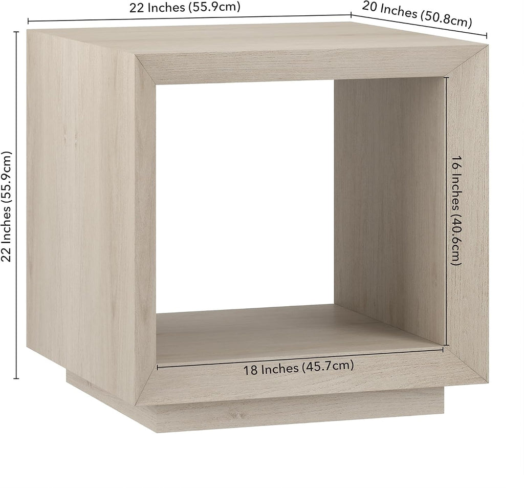 Henn&Hart 22' Modern Square Wooden End Table, Side Table, Nightstand with Open Display Shelf for Living Room, Office, Family Room, or Bedroom, Beech White