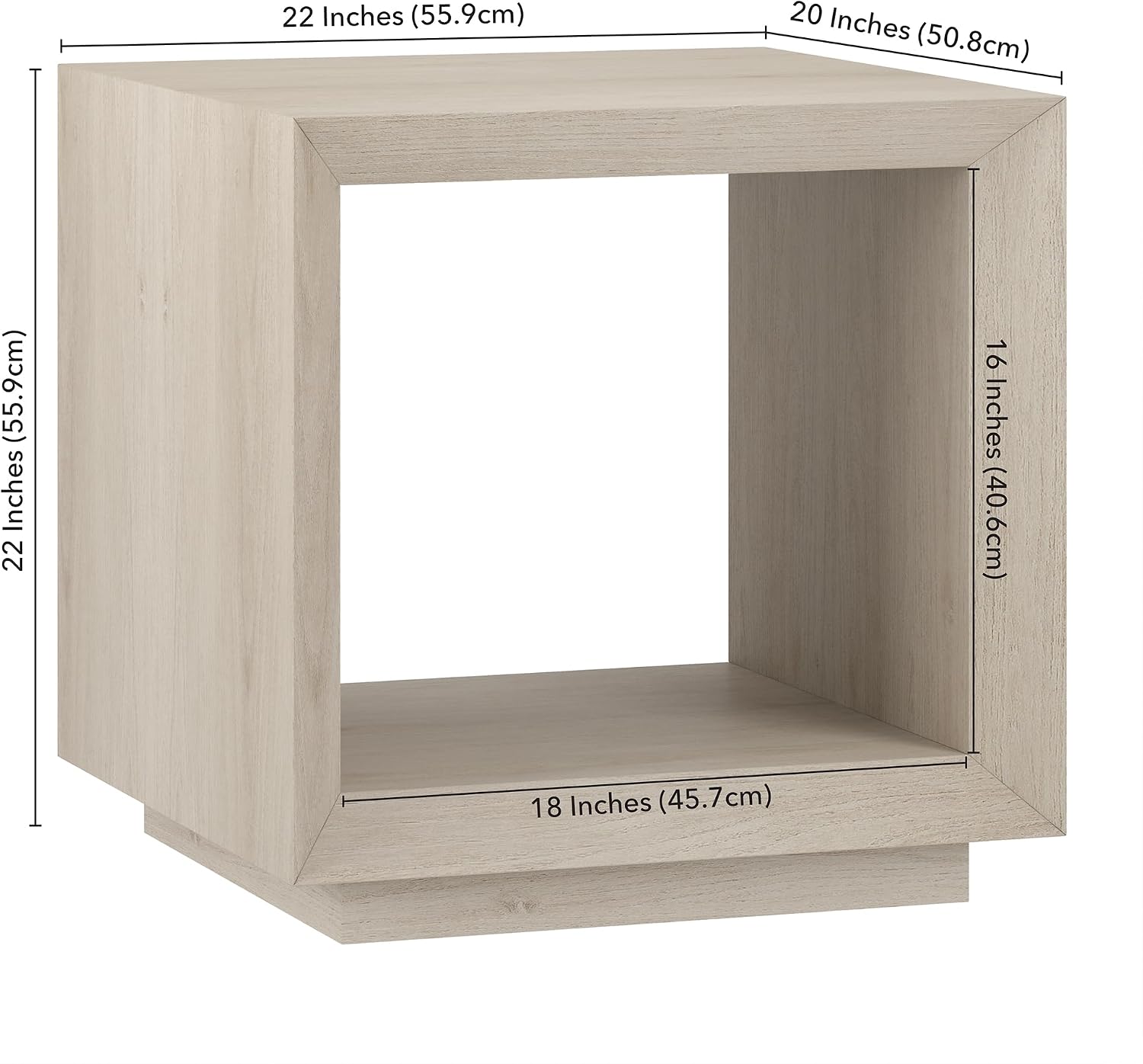 Henn&Hart 22' Modern Square Wooden End Table, Side Table, Nightstand with Open Display Shelf for Living Room, Office, Family Room, or Bedroom, Beech White