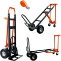 4 in 1 Convertible Hand Truck Dolly Cart,Industrial Hand Truck,1000 Lbs Capacity Hand Trucks Heavy Duty Dolly cart with PU Wheels and Cargo Straps for Moving (Orange)