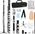 Kmise Closed Hole C Flute, Responsive Flute Instrument, Premium and Durable Flutes with Gig Bag, Collapsible Stand, Beginner's Guide, Cleaning Kit - Effortless for Beginners, Students (Matte Black)