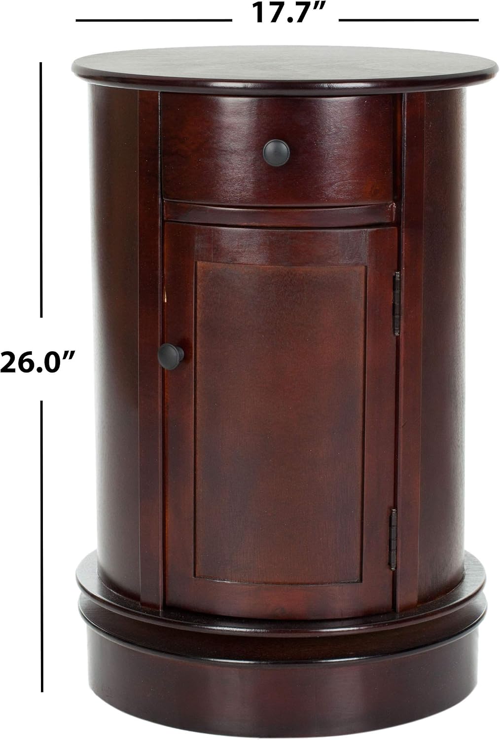 SAFAVIEH Furniture - Tabitha 1-Drawer Accent Table - Dark Cherry - Solid Wood - Farmhouse Storage Design - Ideal for Living Room, Entryway, 17.7'W x 17.7'D x 26'H - Fully Assembled (AMH5712D)