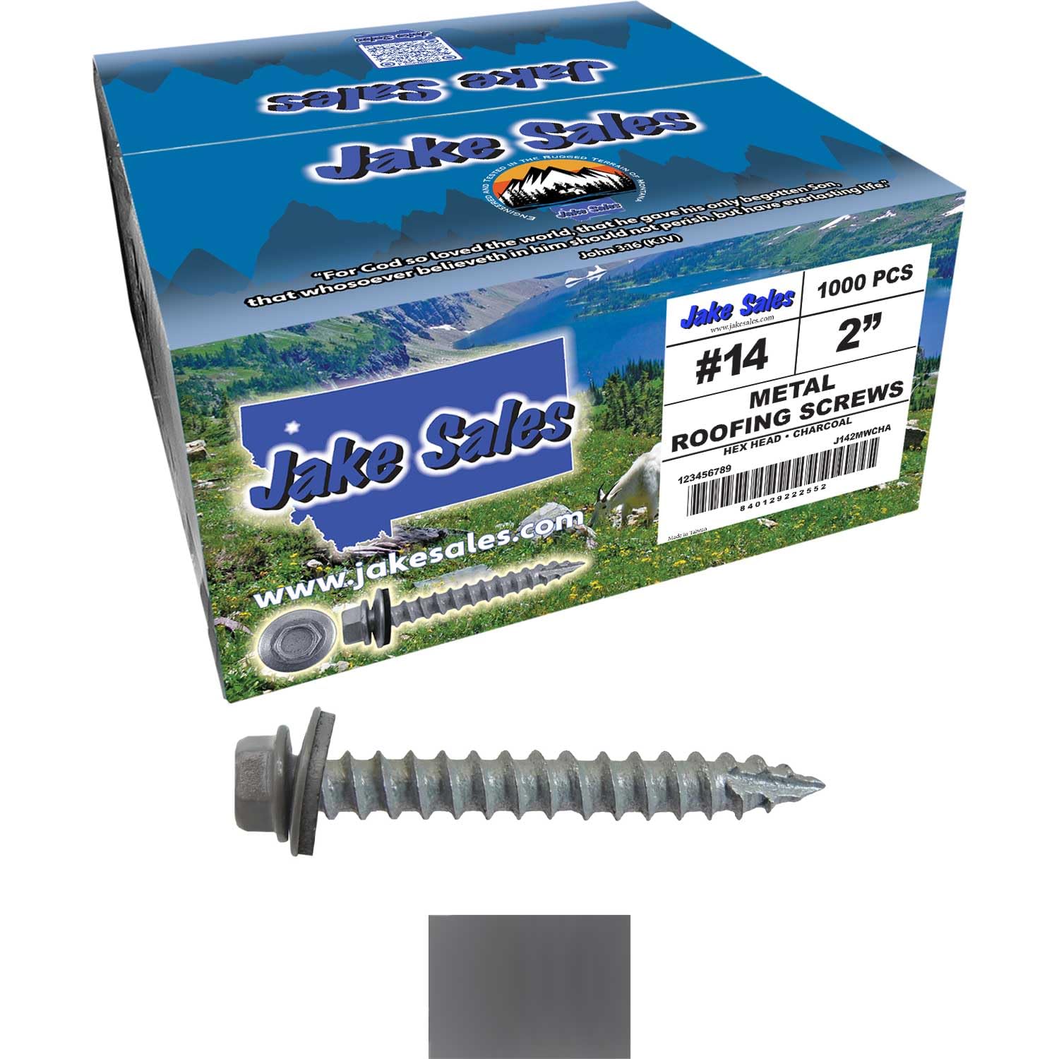 14x2 Metal Roofing Screws (Charcoal) (14X2 MRS CASE)