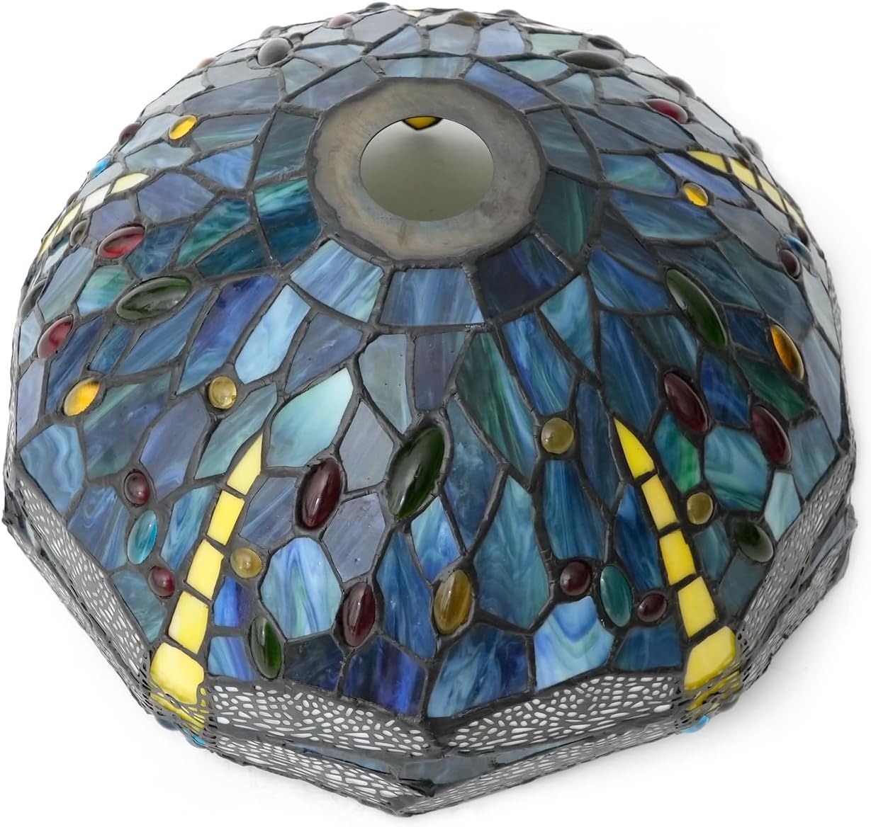 Lamp Shade Replacement Only 12 Inch Small Stained Glass Ceiling Light Blue Dragonfly Vintage Art Deco For Pendant Wall Floor Lamps
