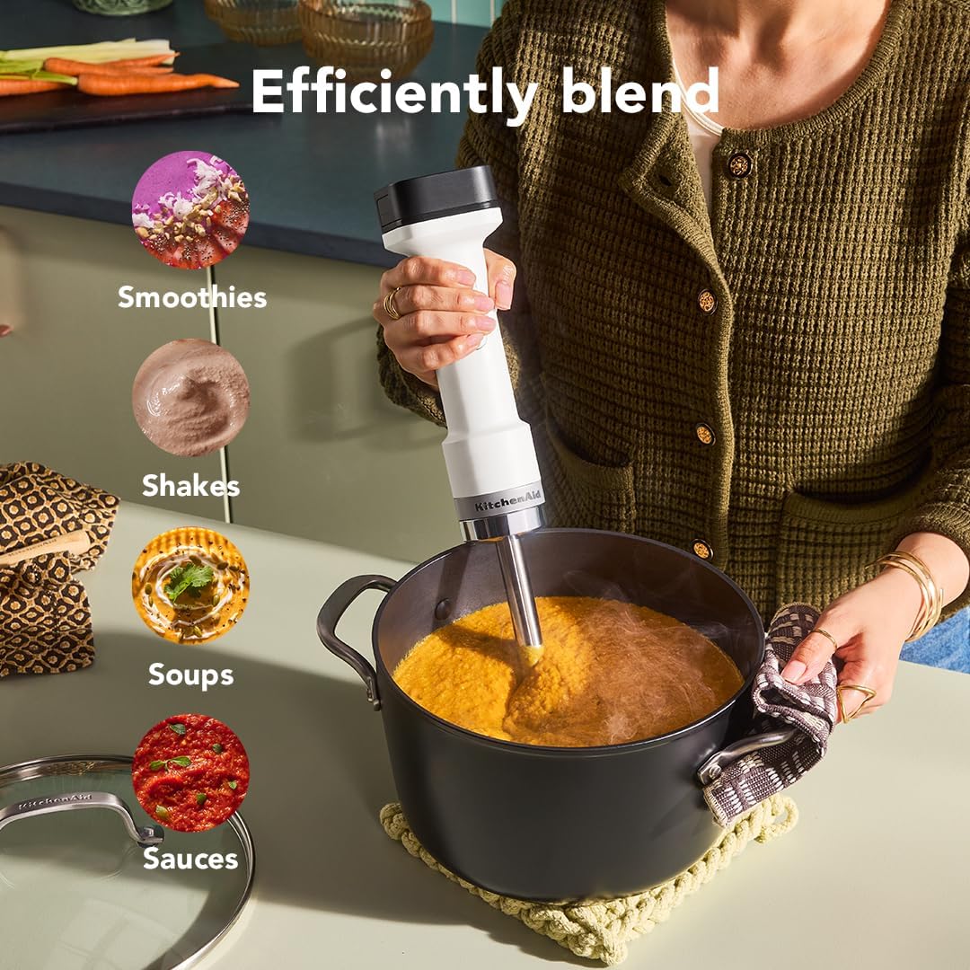 KitchenAid Go Cordless Hand Blender with Accessories - battery sold separately, KHBRV05, Porcelain White