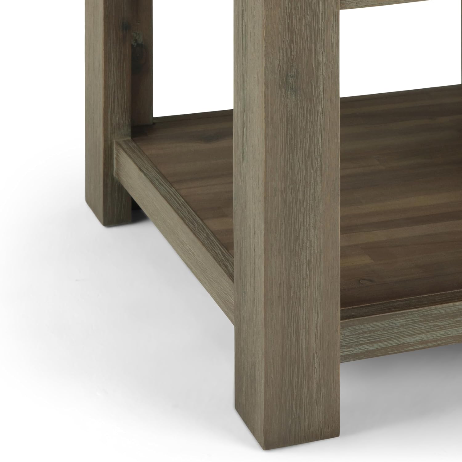 SIMPLIHOME Monroe End Table - 22 inch Wide Solid Acacia Wood Side Table in Distressed Grey, Rustic Contemporary Accent Table for Living Room or Bedroom with Drawer and Shelf
