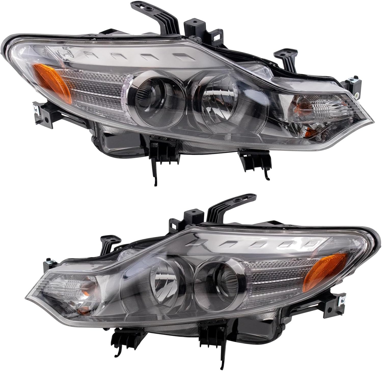 TRQ Driver and Passenger Side Headlight Assembly Set Compatible with 2009-2014 Nissan Murano Halogen WITHOUT HID Headlights