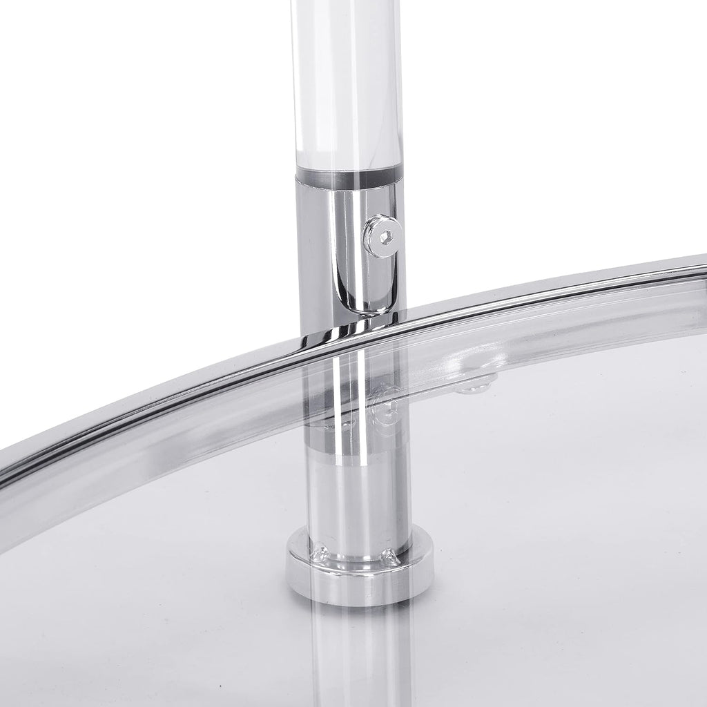 32' Tempered Glass Round Coffee Table Modern Chrome Frame Acrylic Legs Circle Living Room Center Tables