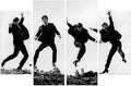 Amk Wood Vintage Rock Band Canvas Wall Art | Black & White Musicians Jumping Print | Retro Home Décor – Various Sizes (4 Pieces Medium)
