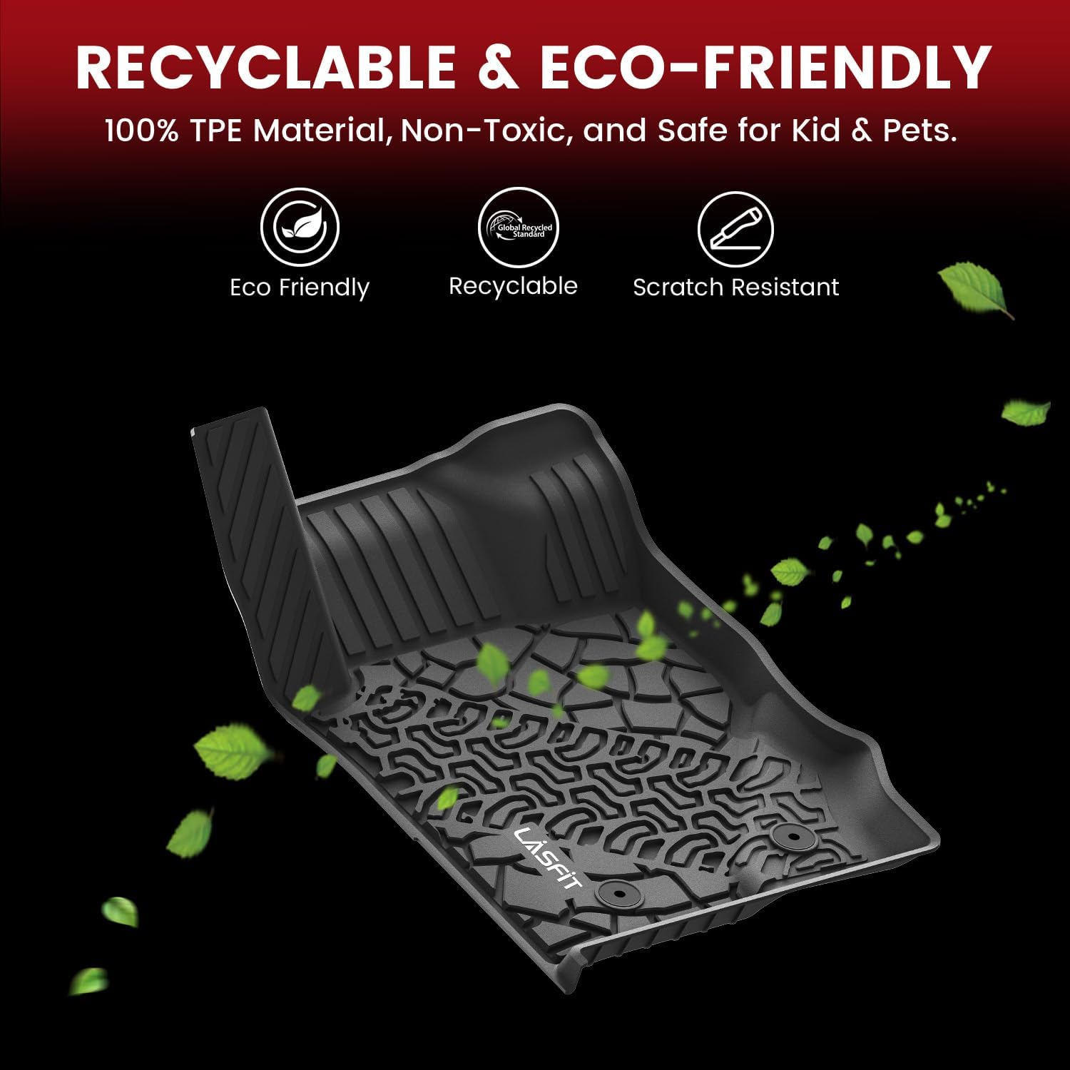 LASFIT Floor Mats & Cargo Liner for Ford Bronco 4-Door Carpet Floor Only 2026 2025 2024 2023 2022 2021 All Weather TPE SUV Trunk Mat Custom Fit Cargo Area Mat, 1st+2nd Row+Trunk Liner Full Set