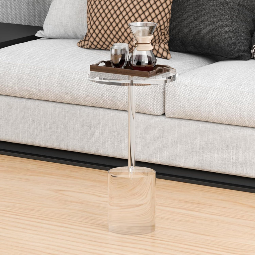 Acrylic End Table, Modern Minimalist Acrylic Side Tables, Clear Side Table for Living Room, Bedroom, Office, Drink Table (12' D x 12' W x 21' H, Transparent)