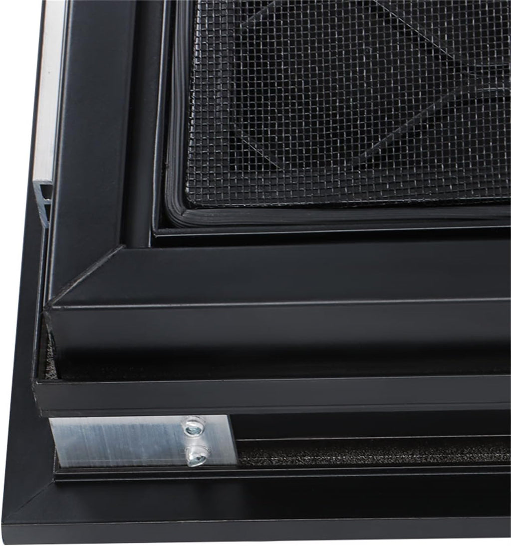 labwork Driver RV Entry Door with Radius Corners on Top and Square Bottom with Screen Door and Window 26(W) × 32(H) Black