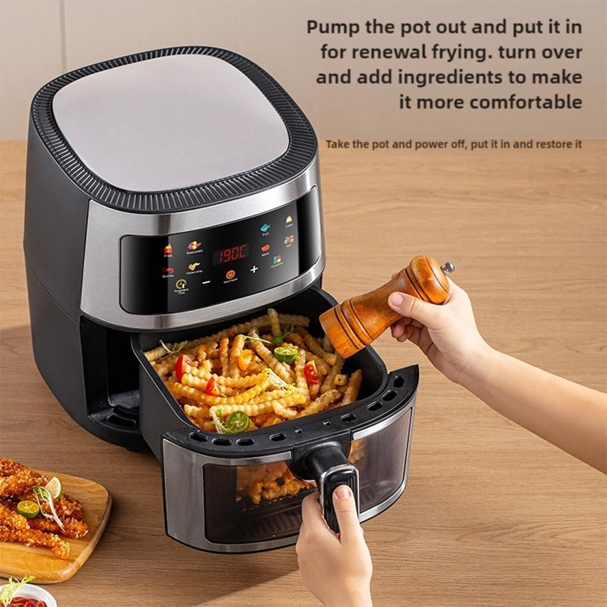 Air Fryer with Viewing Window,Convection Oven Multi-Function Appliance for Frying, Roasting, Baking, Steaming & Dehydrating 1350W Grey