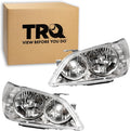 TRQ 2 Piece Headlight Assembly Set Chrome Bezel Driver & Passenger Side Compatible with Lexus IS300 2001-2005 LX2502121 LX2503121 8111053040 8115053040
