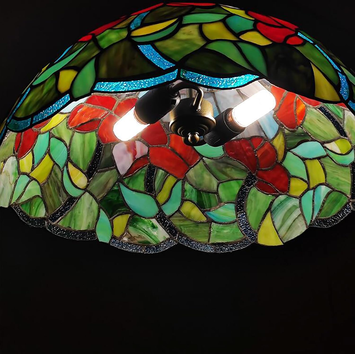 Green Leaves Lamp Shade Replacement, Red Blue Stained Glass Shade, Tiffany Style 20 Inch Lamp Shade for Table Lamps Ceiling Lamps Floor Lamp Dining Table