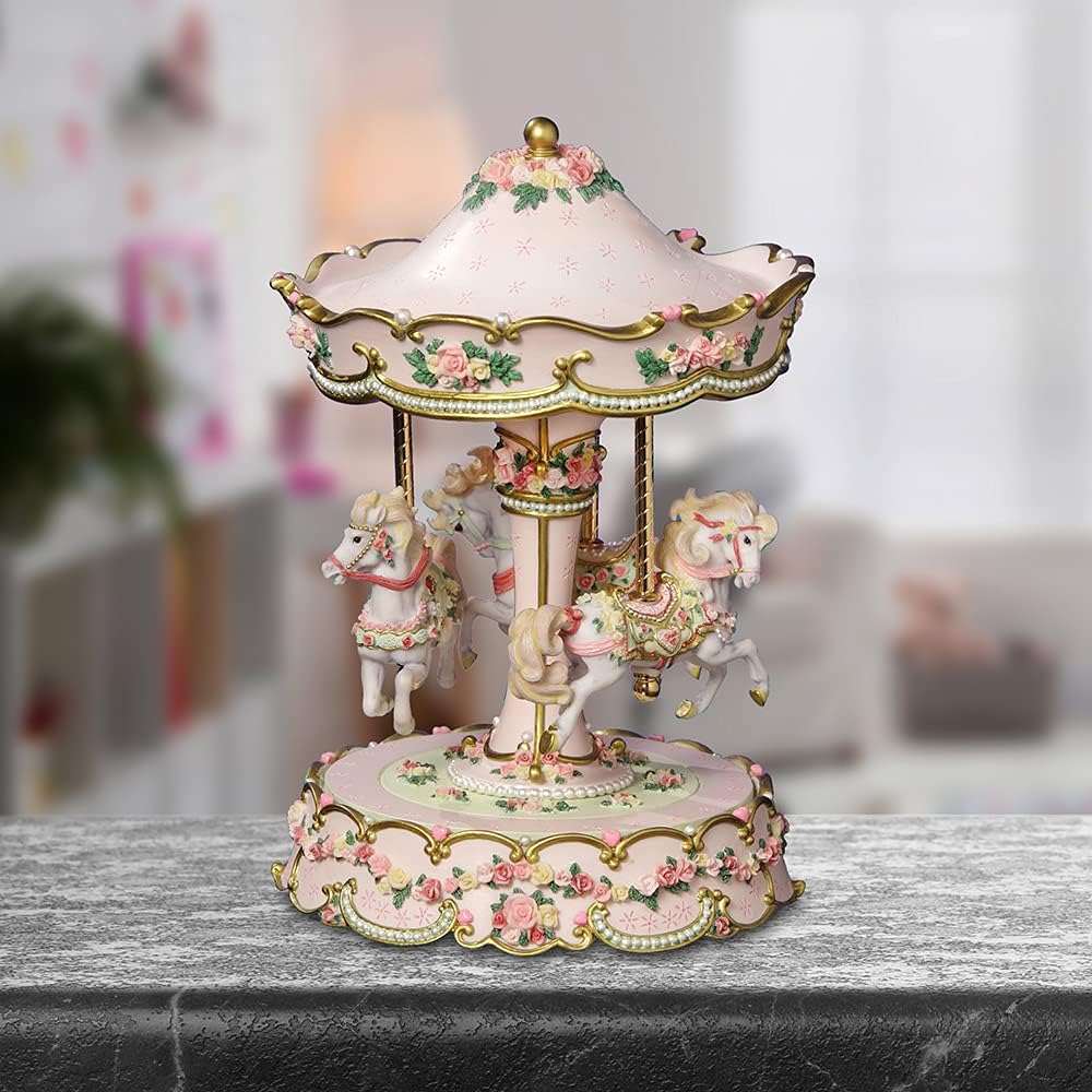 San Francisco Music Box Hearts and Roses Musical Carousel