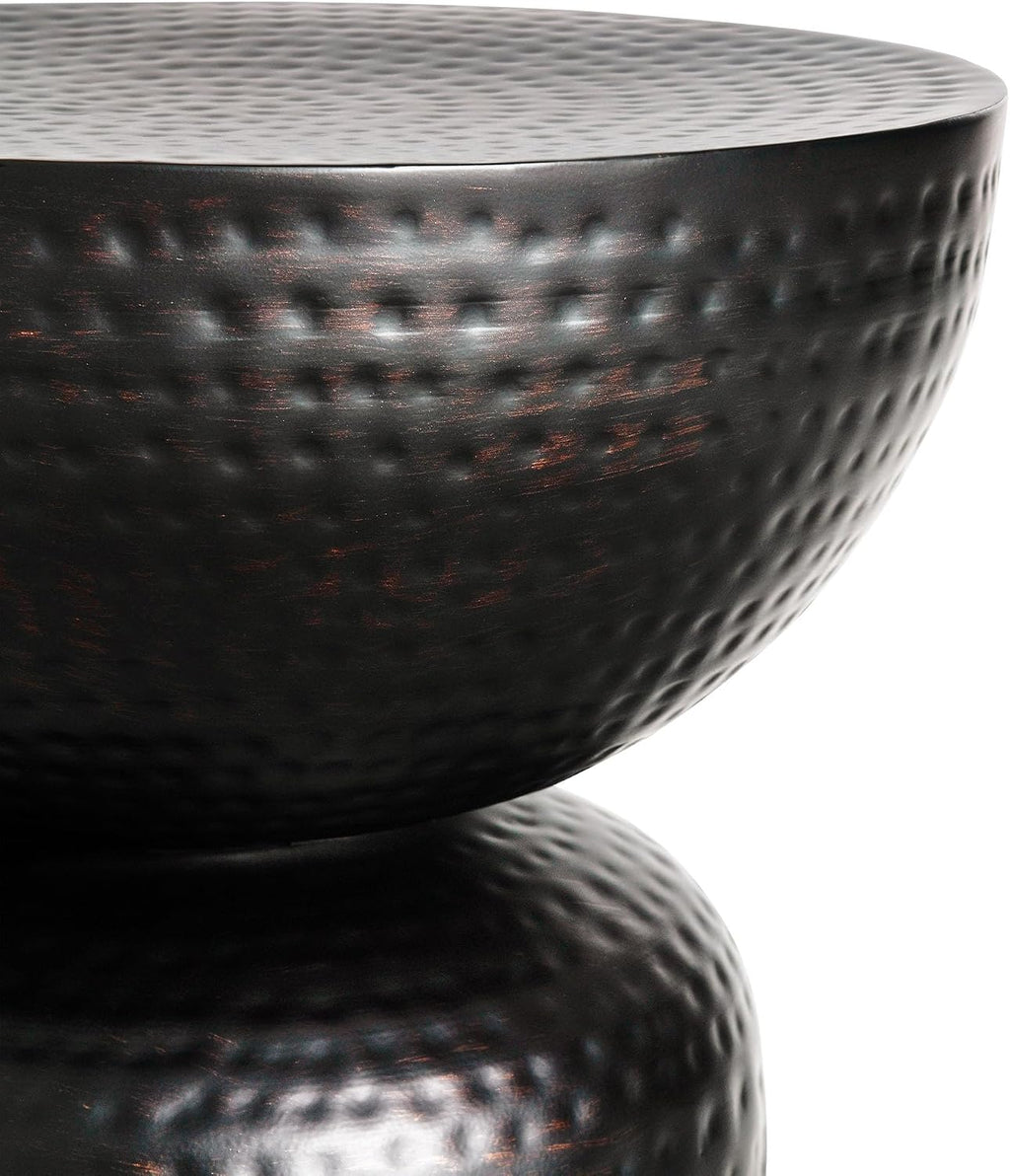 Modway Mella Metal Hammered Side Table in Black - Accent End Table for Living Room, Bedroom, Hallway