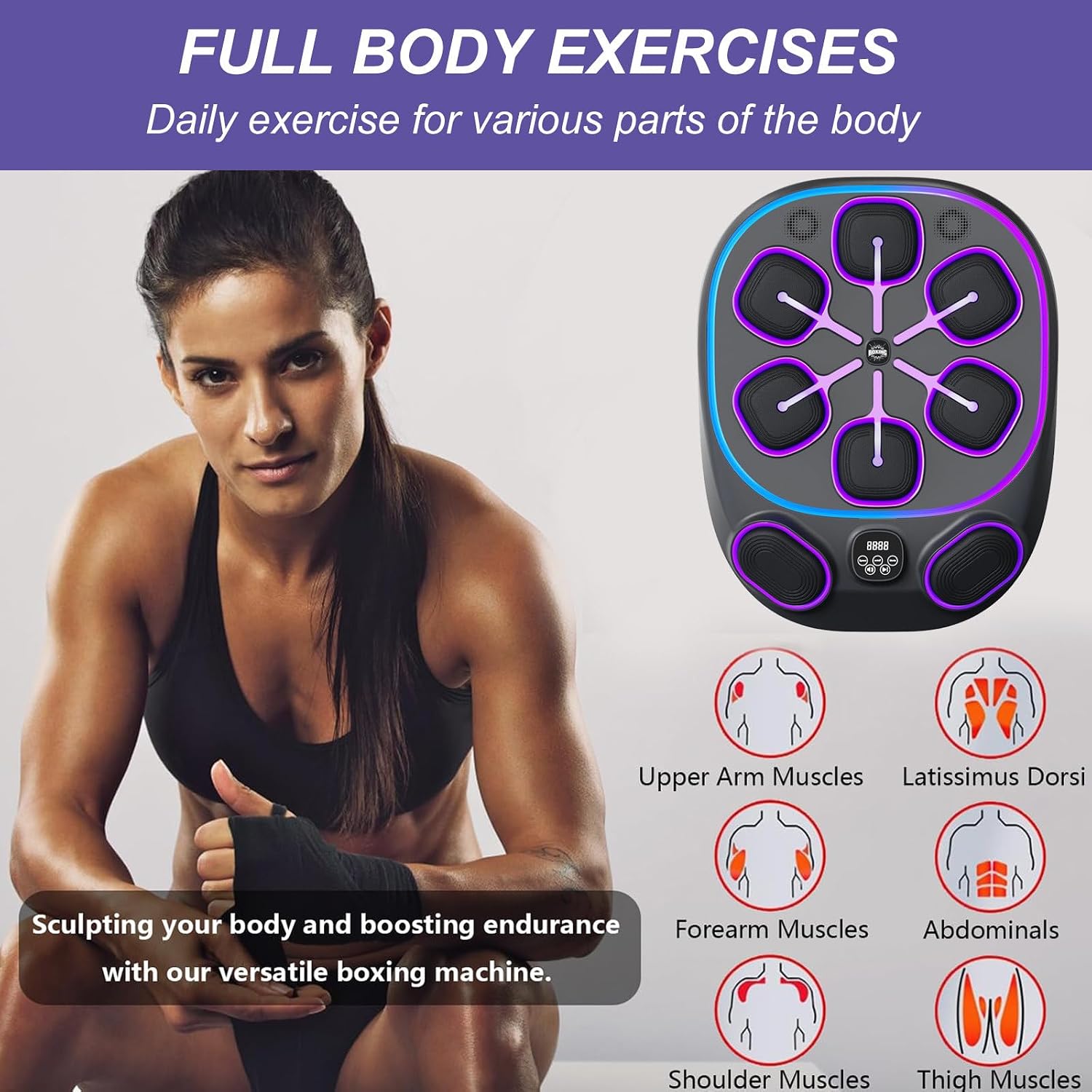 Wall Mounted Boxing Machine, Lights Music Boxing Machine, with Visual Digital Screen,Adjustable Speed Level, for Boxing in Home