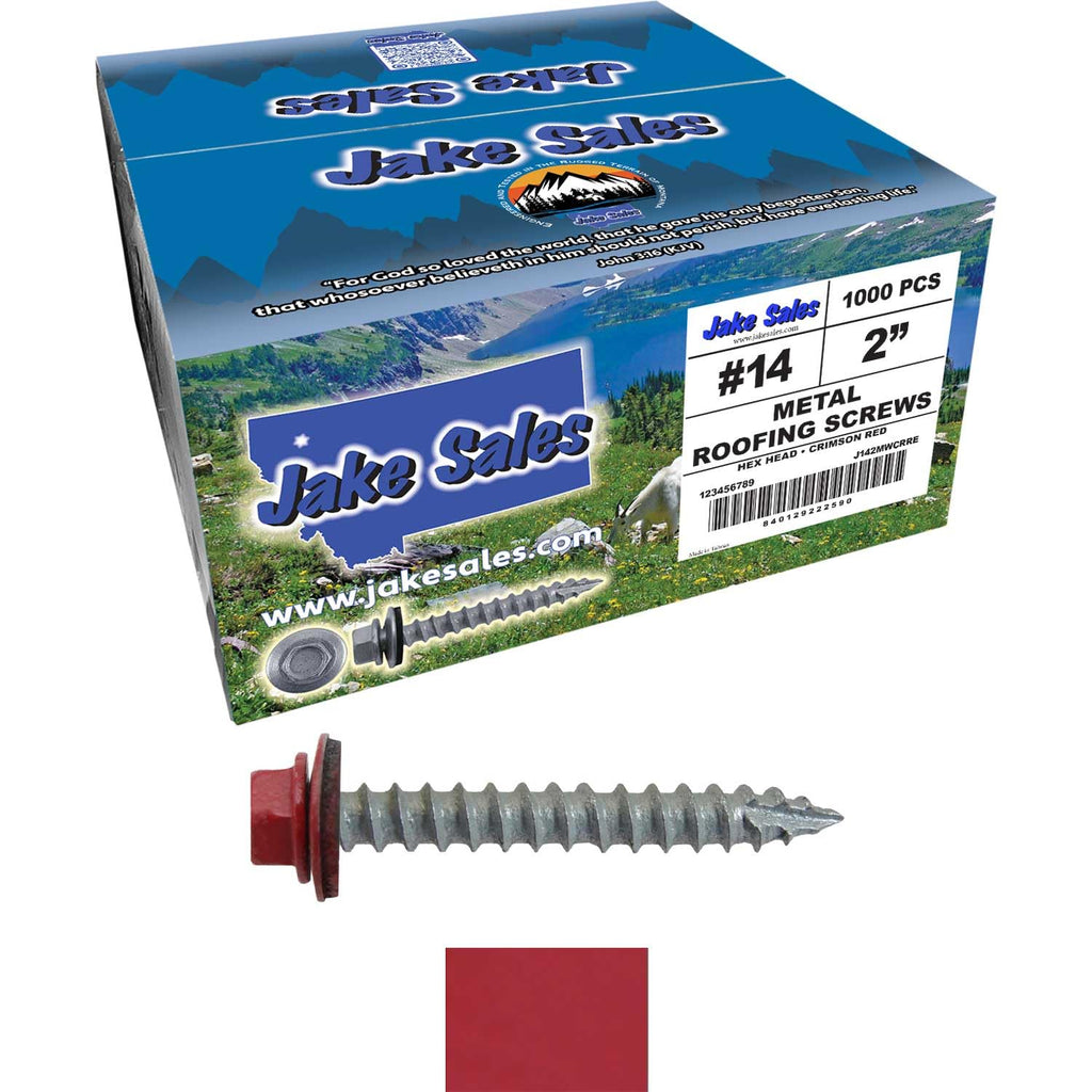 14x2 Metal Roofing Screws (Crimson RED) (14X2 MRS CASE)