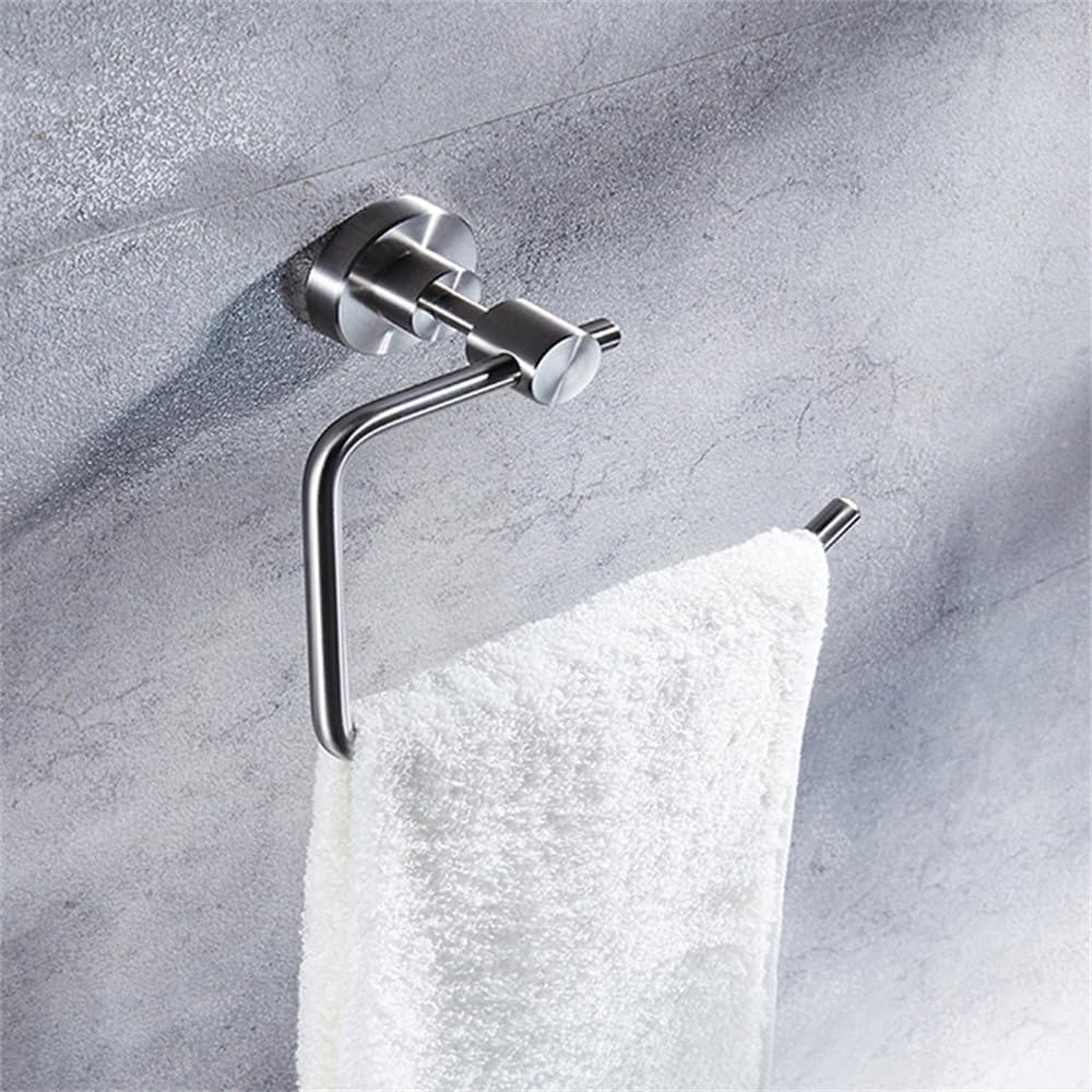 304 Stainless Steel Square Towel Ring Towel Holder Towel Bar Bathroom Accessories,Silver,1