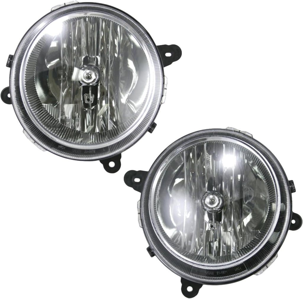 TRQ Driver and Passenger Side Headlight Assembly Set Compatible with 2007–2010 Jeep Compass without Automatic Leveling Headlights 2007–2017 Jeep Patriot without Automatic Leveling Headlights