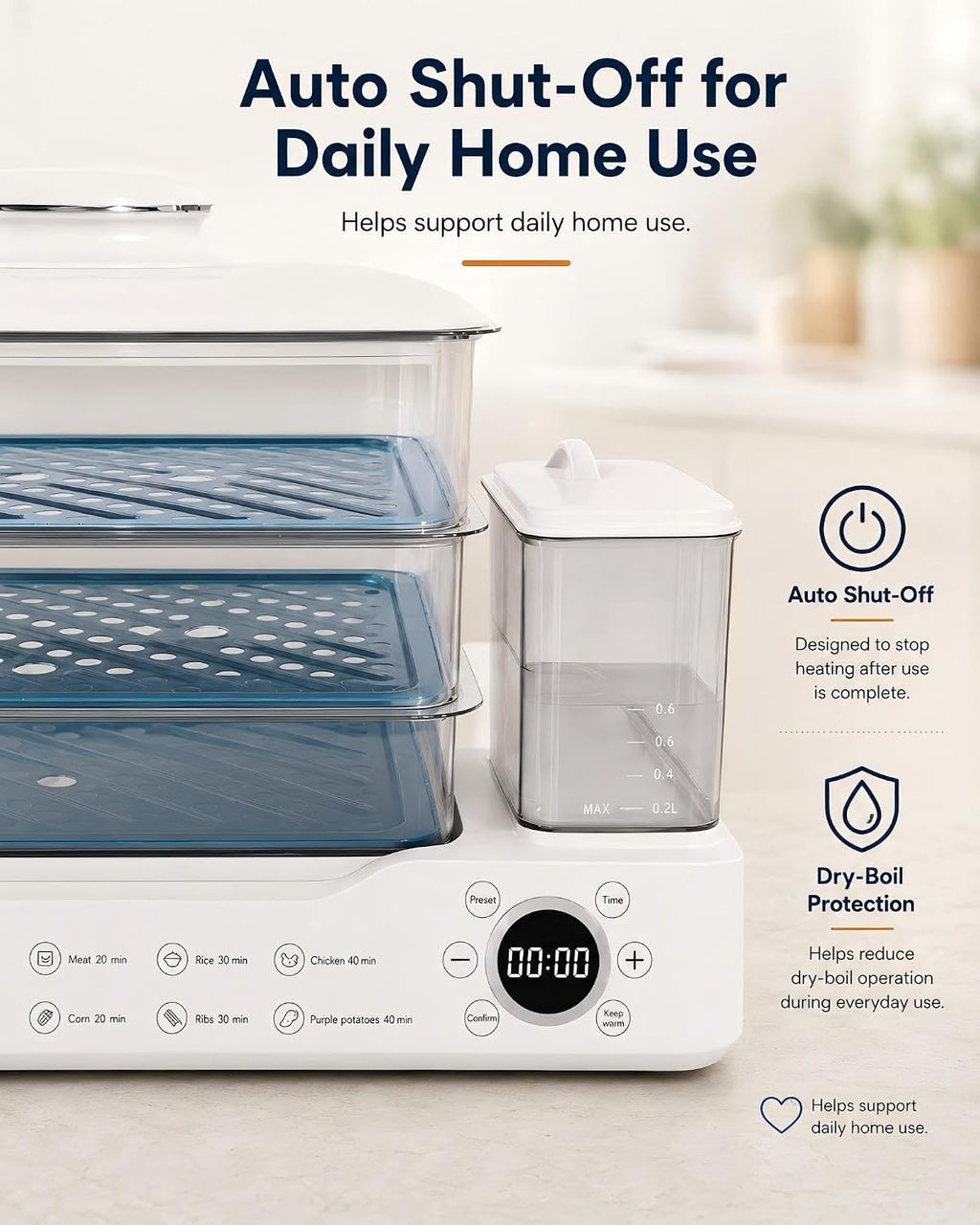 24L Electric Vegetable Steamer, 3-Tier Digital cooking steamer with 24-Hour Delay Start, Keep Warm, Removable Water Tank and Stainless Steel Trays for Dumplings, Seafood, Eggs and Rice