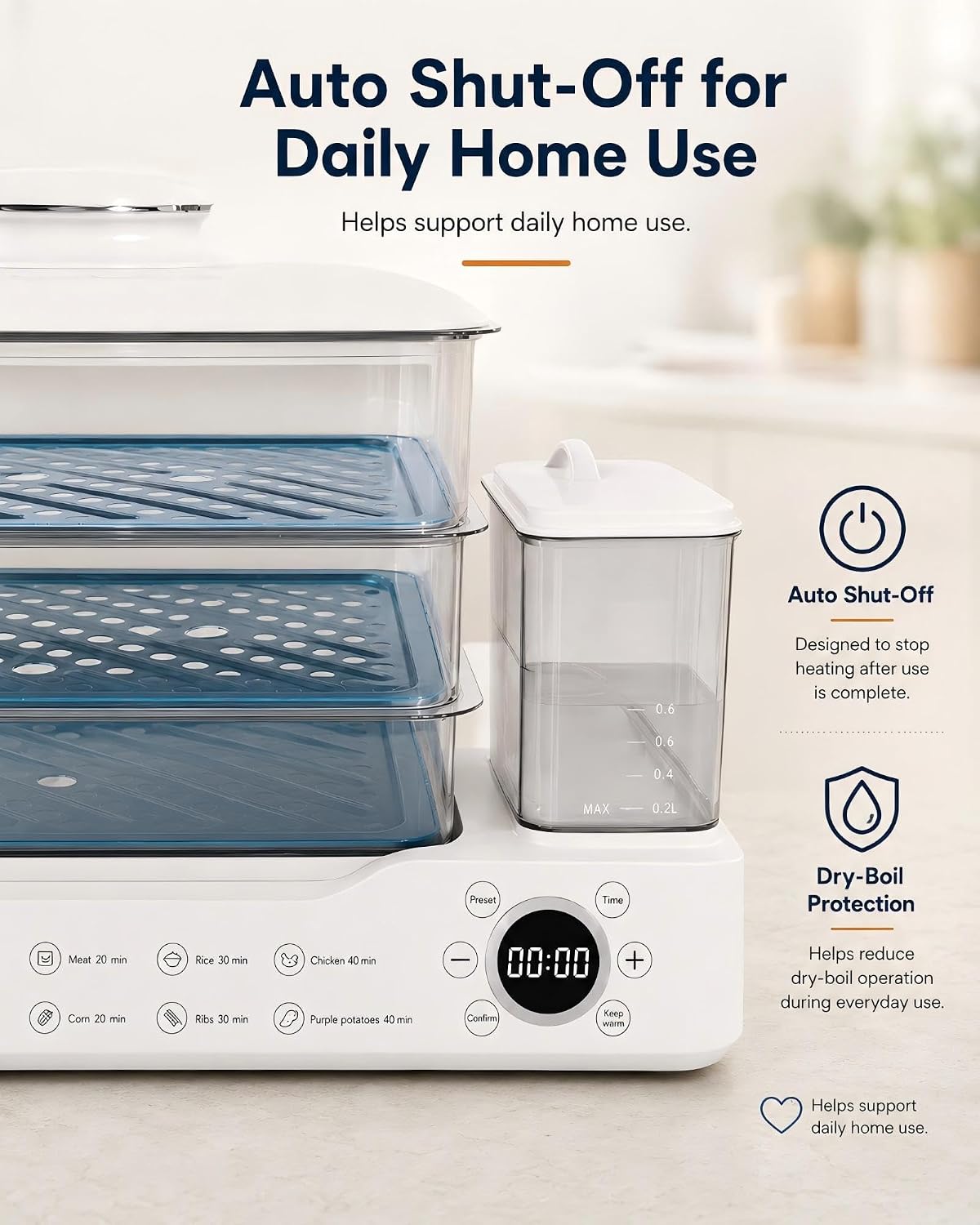 24L Electric Vegetable Steamer, 3-Tier Digital cooking steamer with 24-Hour Delay Start, Keep Warm, Removable Water Tank and Stainless Steel Trays for Dumplings, Seafood, Eggs and Rice