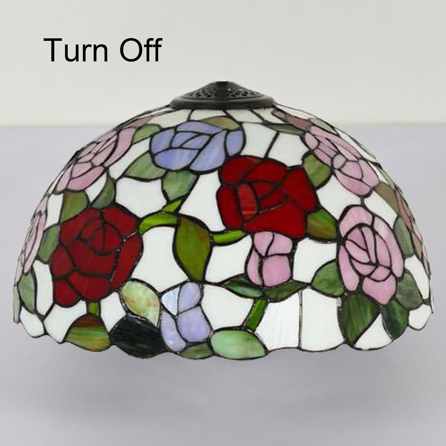Tiffany Rose Lamp Shade Replacement 16X9 Inch Vintage Stained Glass Lampshades Only with Cap Christmas Home Decor Red Blue Pink Design Light Cover for Table lamp Pendant Light Floor Lamp