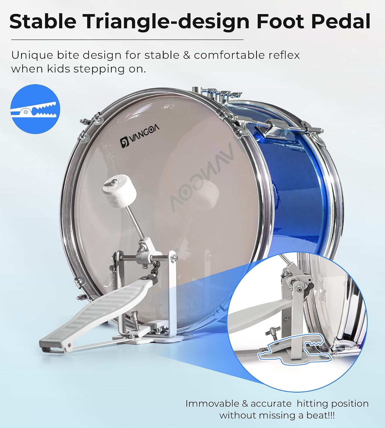 Kids Drum Set, 14 Inch Beginner Drum Kits, 3 Piece Drum Set for Kids Boys Girls, with Adjustable Throne, Cymbal Pedal, Drumsticks, Blue