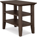 SIMPLIHOME Acadian Narrow Side Table - 14 inch Wide Solid Wood Rectangular End Table with 2 Open Shelves in Farmhouse Brown, Transitional Lamp Stand or Nightstand for Living Room or Bedroom
