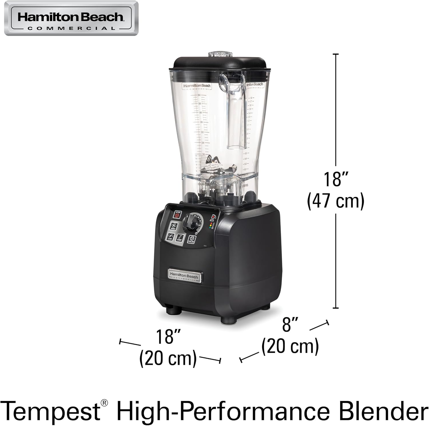 Hamilton Beach Commercial Tempest High-Performance Blender, 64 Ounce / 1.8 Liter Capacity, 3 HP Motor, NSF Certified, HBH650R