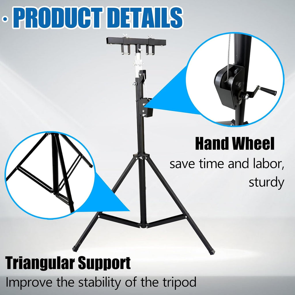 TECHTONGDA Light Trussing Stand 176LB Load Capacity DJ Light Stand, Crank Lighting Stand Speaker Truss, 5.91-13.12 FT Adjustable Height, Portable Music Equipment for Bands Clubs Stages