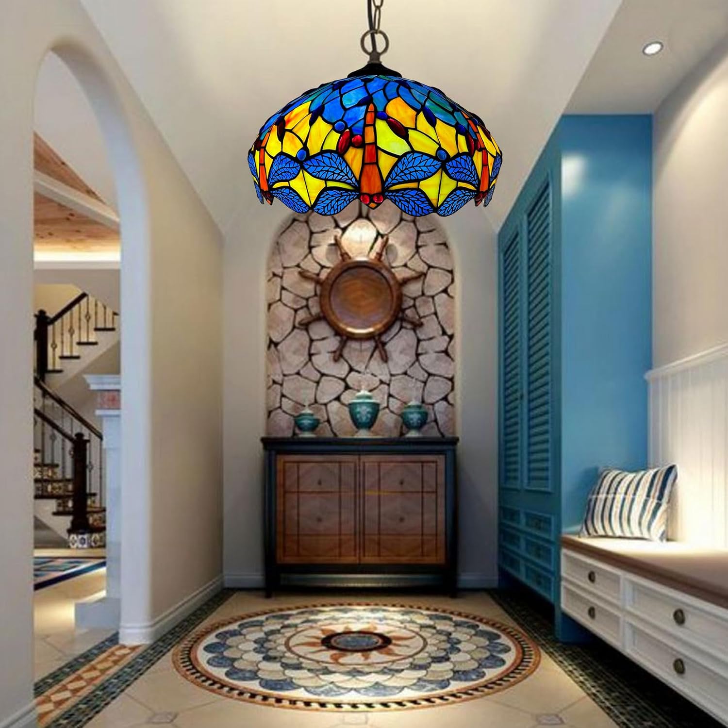 Dragonfly Tiffany Lamp Shade Replacement, Only 16X9 Inch Stained Glass Lampshades, Suitable for Table Lamp Floor Lamp Hanging Pendant lamp Ceiling Light