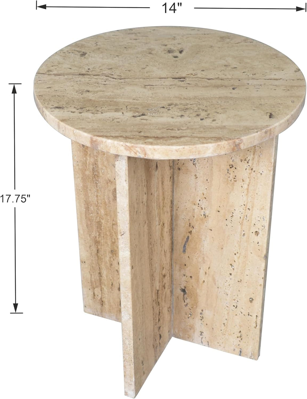 JONATHAN Y MTB1103C Javier 17.75' Contemporary Natural Marble Handmade X-Shaped End Table, Side Table for Living Room, Bedroom, Bathroom, Travertine