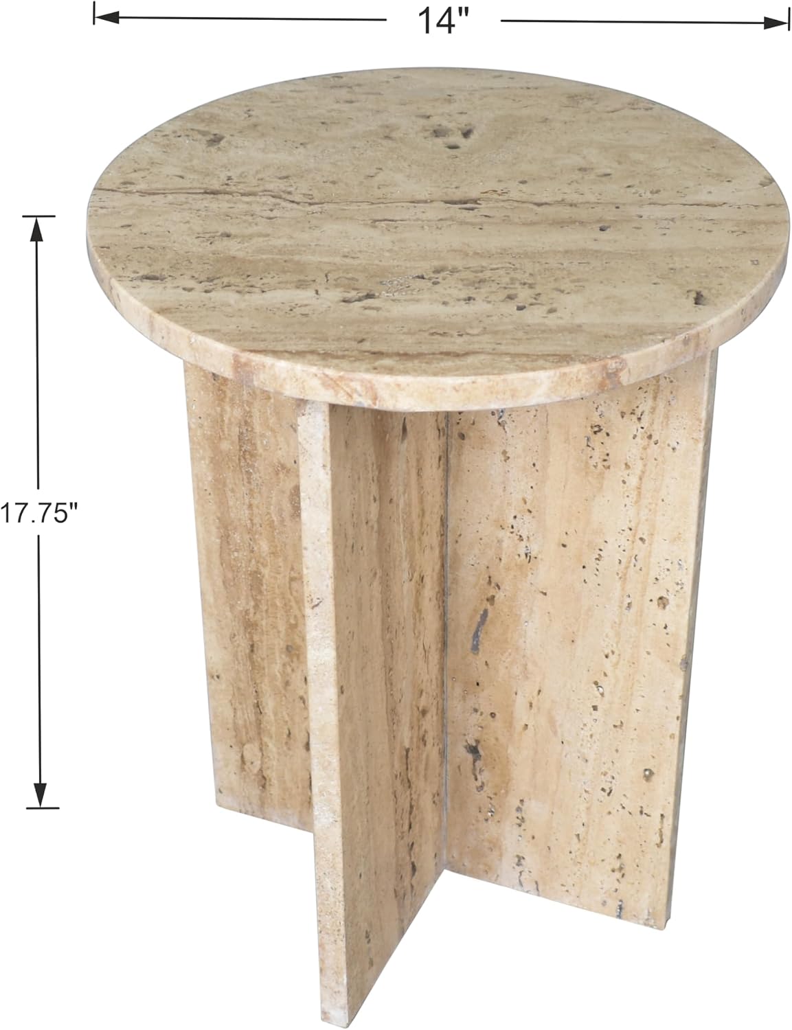 JONATHAN Y MTB1103C Javier 17.75' Contemporary Natural Marble Handmade X-Shaped End Table, Side Table for Living Room, Bedroom, Bathroom, Travertine