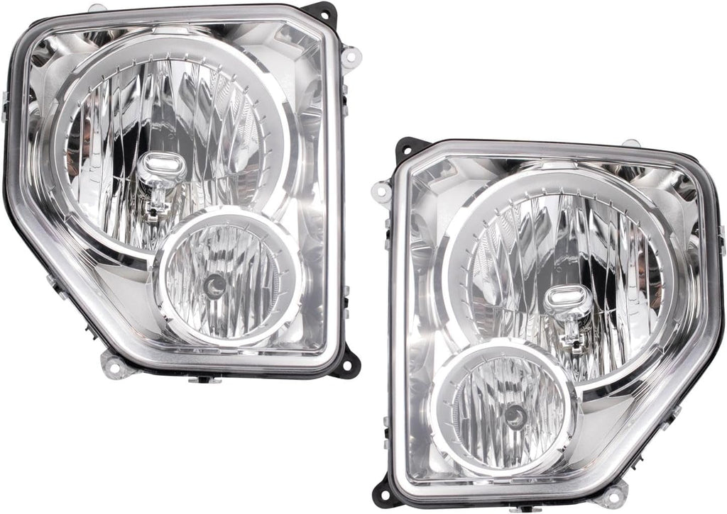 TRQ 2 Piece Headlight Assembly Set Driver & Passenger Side Compatible with Jeep Liberty 2008-2012 CH2502196 CH2502199 CH2503196 CH2503199 55157338AE 55157339AE