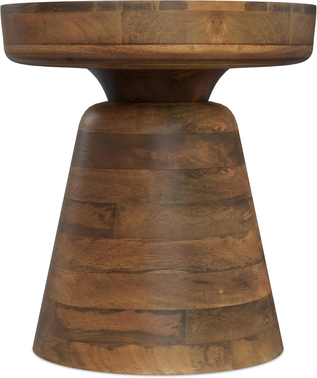 SIMPLIHOME Robbie Accent Table - 16 inch Wide Solid Mango Wood End Table in Walnut Brown, Boho Contemporary Rustic Side Table for Living Room or Bedroom with Multipurpose Function, Assembled