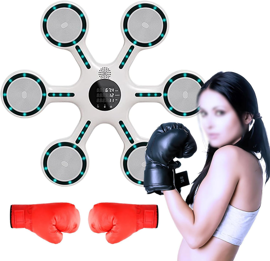 Music Boxing Machine, with A Pair of Gloves, Indoor Boxing Machine Wall Mounted, with LED Light Sensor, for Boxing Workouts, with Timing & Counting Functions, for Game Room, Gym