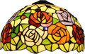 Tiffany Stained Glass Single Lampshade 12 Inch Colored Rose Table Lamp Shade Pendant Hanging Light Fixture Ceiling Lamp Replacement Shade Red Orange Blue Pink Flower Green Leaves,B2