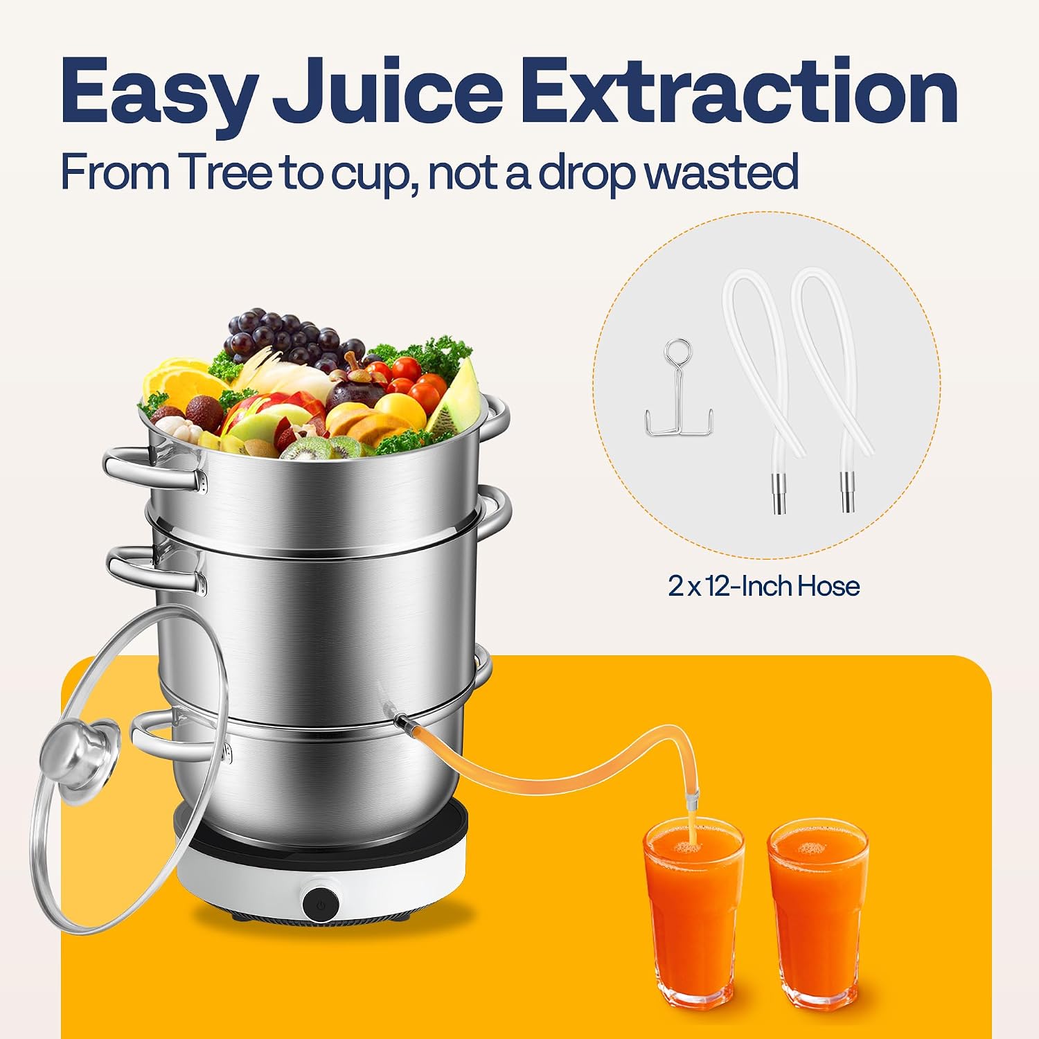 VIVOHOME Stainless Steel Juice Steamer Extractor Fruit Vegetables Juicer Steamer Pot 5 Qt & 8.5 Qt
