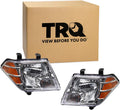 TRQ 2 Piece Headlight Assembly Set Chrome Bezel Driver & Passenger Side Compatible with Nissan Frontier 2009-2021 NI2502188 NI2503188 26010ZL40B 26060ZL40B