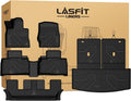 LASFIT Floor Mats & Cargo with Backrest Mat for Ford Explorer 2020-2021 6 Passenger, Custom Fit All Weather Protector TPE Easy Clean Floor Liners, 5pcs Full Set Black