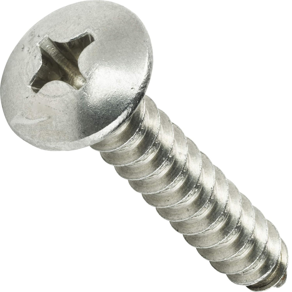 #14 x 5/8' Truss Head Sheet Metal Screws, Stainless Steel 18-8, Full Thread, Bright Finish, Self-Tapping, Quantity 1000 By Fastenere
