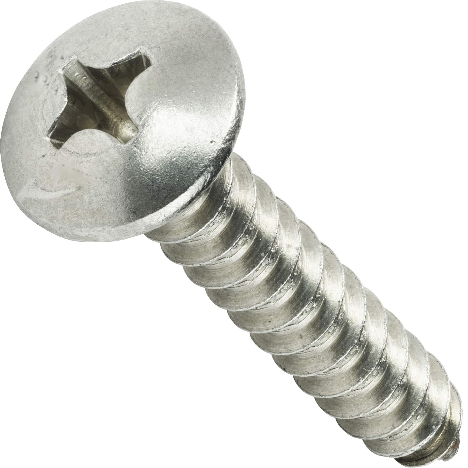 #14 x 5/8' Truss Head Sheet Metal Screws, Stainless Steel 18-8, Full Thread, Bright Finish, Self-Tapping, Quantity 1000 By Fastenere