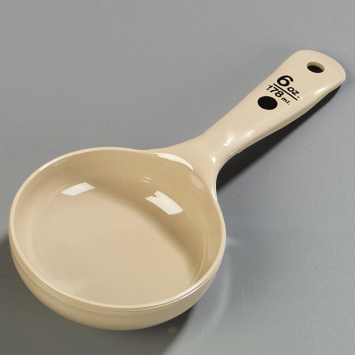 Carlisle FoodService Products Measure Miser Plastic Measuring Spoon with Short Handle, 6 Ounces, Beige (Pack of 12)