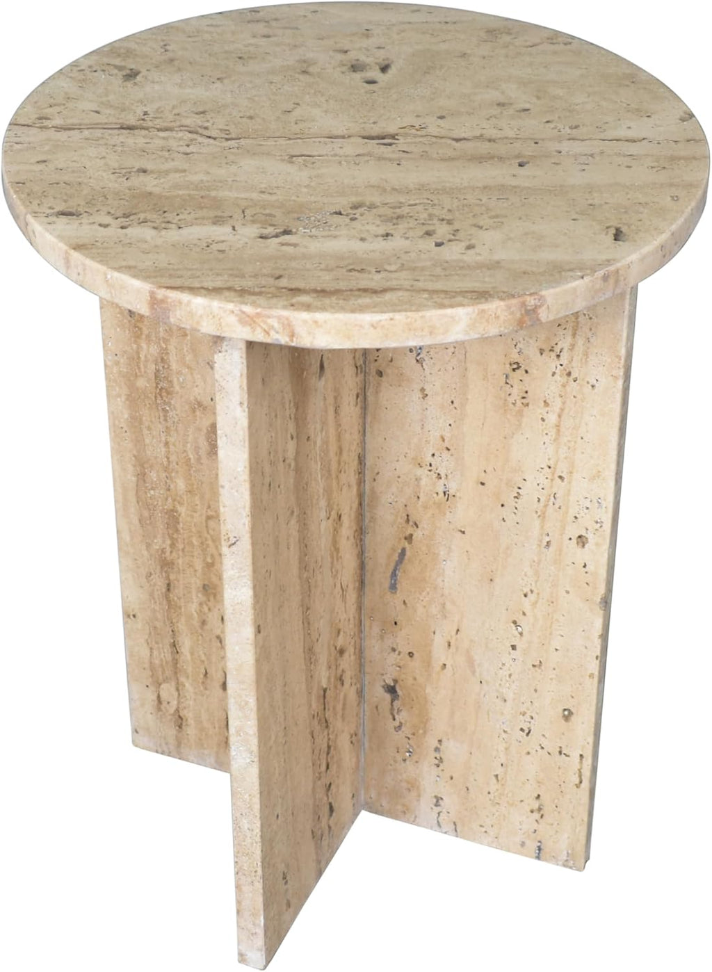 JONATHAN Y MTB1103C Javier 17.75' Contemporary Natural Marble Handmade X-Shaped End Table, Side Table for Living Room, Bedroom, Bathroom, Travertine