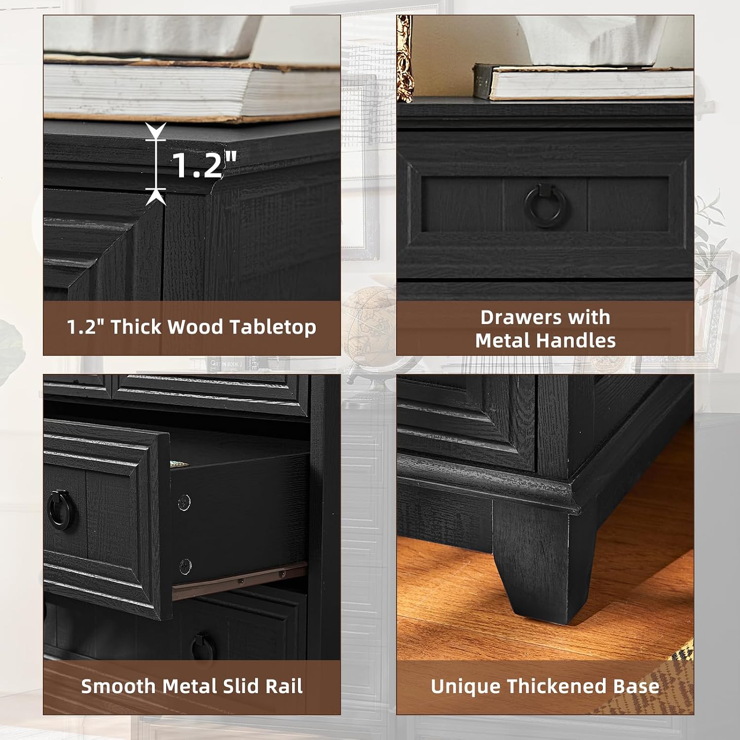 Joaxswe Farmhouse 6 Drawer Dresser for Bedroom, 41' Tall Small Dressers & Chest of Drawers, Rustic Wood Dresser with Metal Handle, Storage Organizer Closet for Living Room, Hallway, Entryway